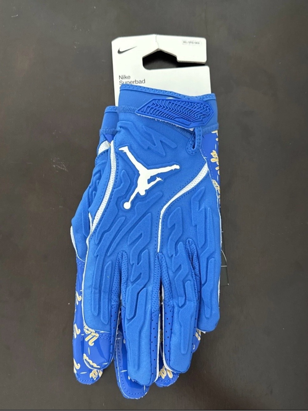 Nike Jordan UCLA Bruins Team Issued Superbad 7.0 Blue Football Gloves Size 3XL